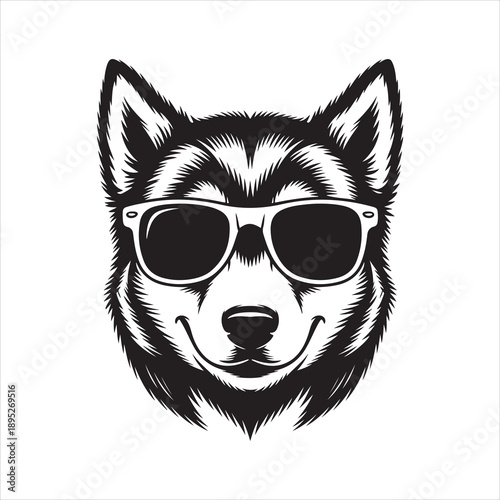 Cool Dog Wearing Sunglasses, Dog with sunglasses wearing  vector illustration 