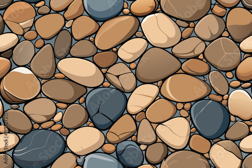 Natural sea pebble stone paving texture background, outdoor floor design