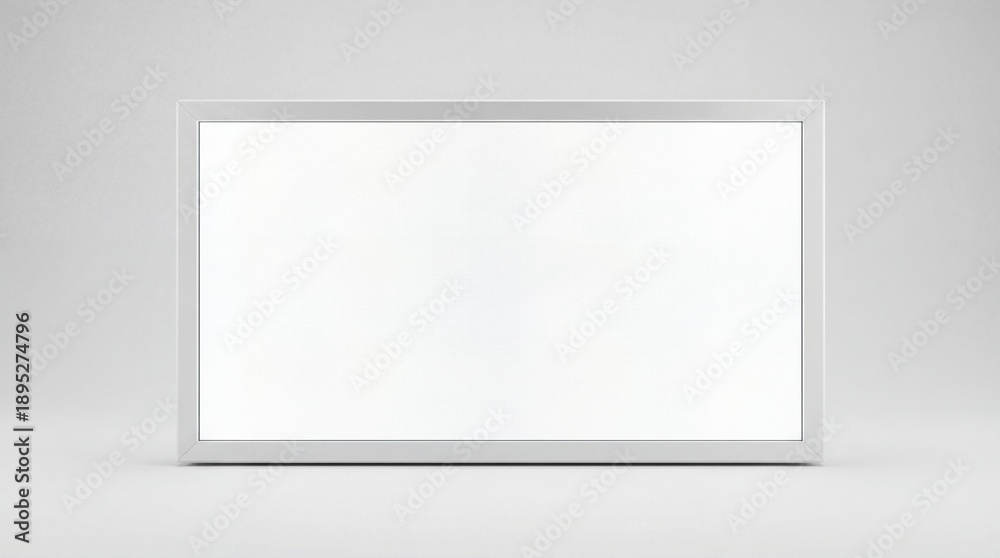 Obraz premium Modern white framed blank screen on gray background for presentations