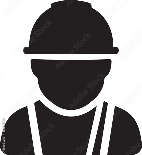 Construction Worker Icon With Safety Helmet And Protective Uniform Industrial Labor Engineer Symbol