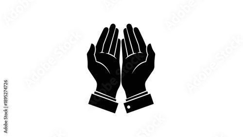 Black Gloves Illustration with Fingers Together.