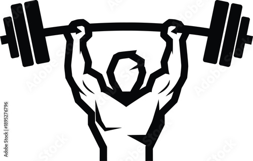 Strongman lifting weights icon isolated on transparent background, Vector