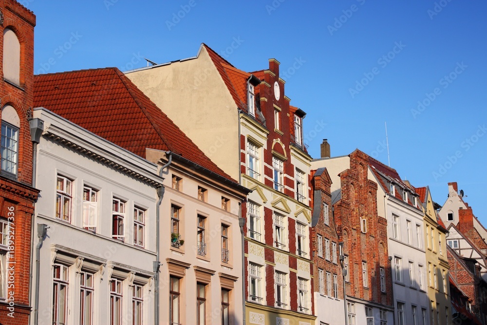 Obraz premium Lubeck town in Germany. Hanseatic City. Medieval Old Town architecture.