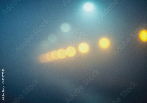 Billede på lærred Abstract leak lights background with soft blue and yellow bokeh for dreamy atmos