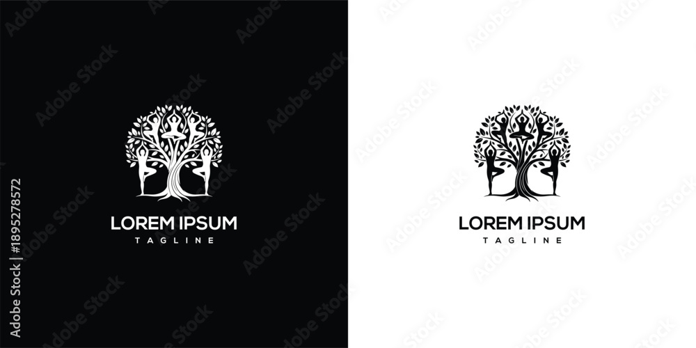 Fototapeta premium Elegant Tree Logos Depicted in Dual-Tone Design Concept Showcase