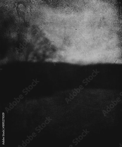 Gloomy dark landscape, scary background, mysterious forest