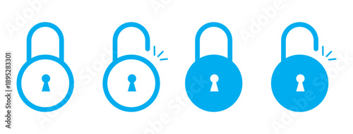 Lock icon. locked and unlocked black outline icon set for app, ui, ux, and website. vector illustration on transparent background.