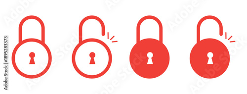 Lock icon. locked and unlocked black outline icon set for app, ui, ux, and website. vector illustration on transparent background.