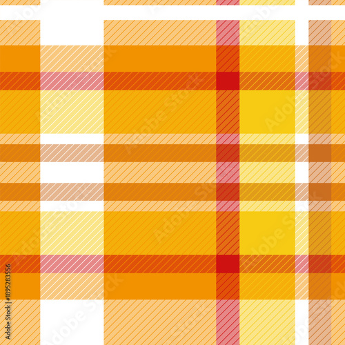 Seamless yellow and orange tartan pattern. Geometric plaid on a warm background