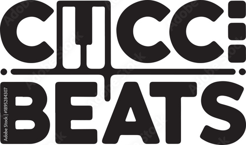 Chicci beats musical brand logo with stylized piano keys and modern typography Vector