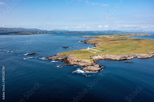 Aerial view of St. John's Point Lighthosue, County Donegal, Ireland