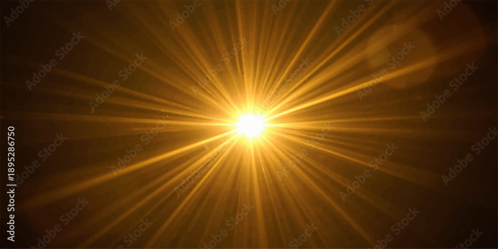 Naklejka premium Abstract light burst with bright sun rays and glowing flare in a colorful sky background illustration