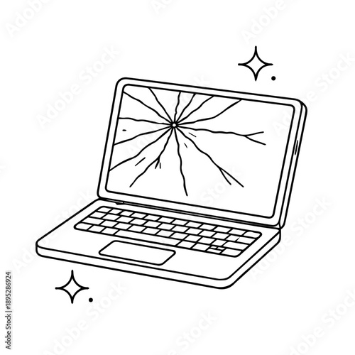 broken laptop line icon vector on a white background
Vector line icon