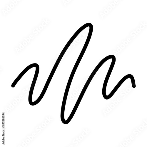 Hand drawn wavy line icon isolated on white background