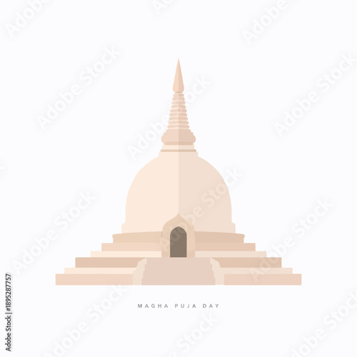 Minimal flat vector illustration of a Buddhist stupa, simplified geometric form