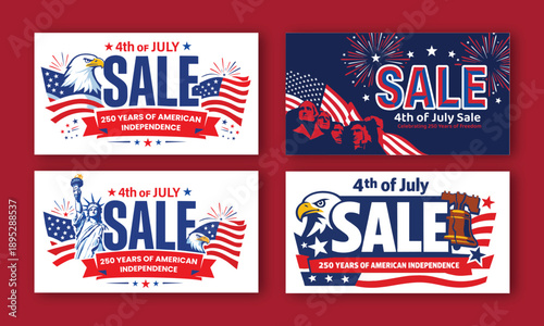 independence day design elements, amercian independence day, Happy Independence Day 4th of July Modern Vector Poster with Flowing American Flag