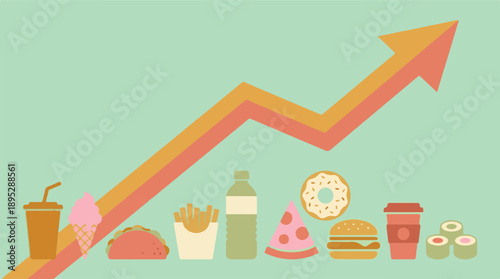 Rising trend of fast food consumption and unhealthy diet illustration
