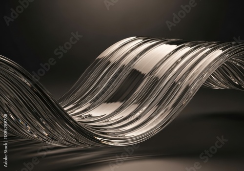 Abstract metallic swirl with reflective surface and textured strands