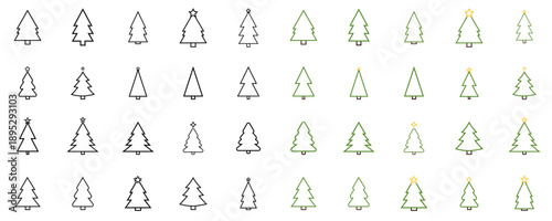 vector illustration of set icons Christmas tree