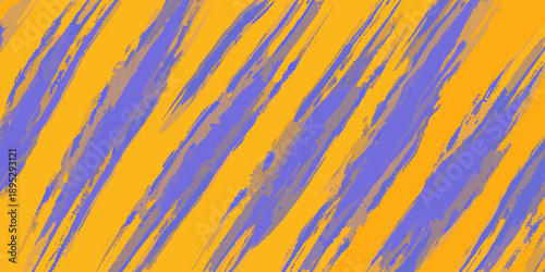 Abstract expressionist painting with bold yellow and purple brushstrokes