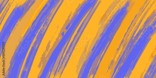 Abstract brushstrokes of vibrant orange and blue create a dynamic pattern