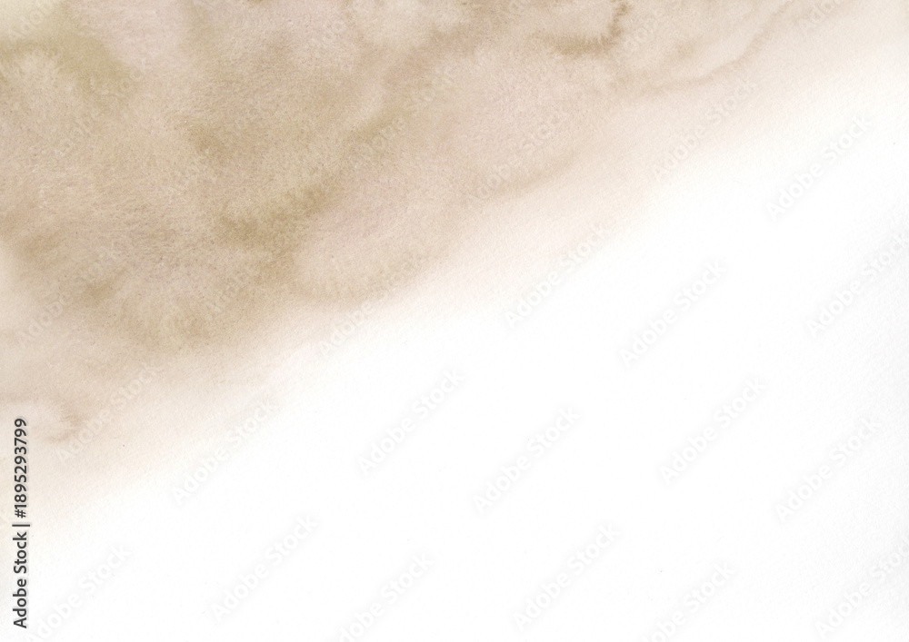 Fototapeta premium Soft beige watercolor wash background with hand-painted bleeding texture and artistic gradient.