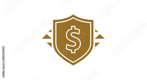 Gold Shield with Dollar Sign Symbolizing Financial Security.