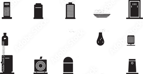 Minimalist Battery Status and Energy Level Icons Set for Mobile Interface Technology Progress and Power Supply Design