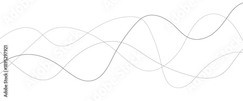 Curved black long lines seamless wave pattern. Thin line wavy abstract vector background. Wavy line horizontal divider wavy pattern. Curve line art striped. Abstract wave elements. Vector illustration