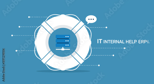 IT Internal Support and Cloud Technology Flat Vector Illustration