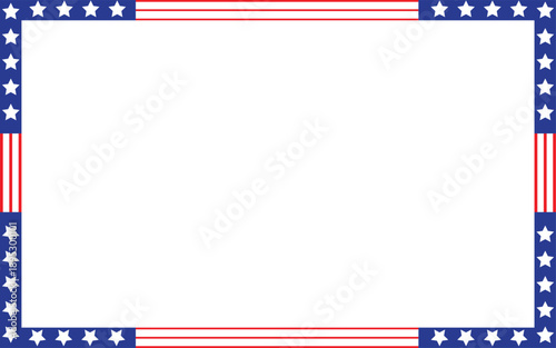 USA flag inspired rectangle shape frame vector illustration.