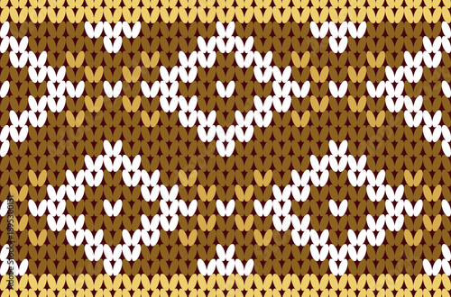 Native ethnic style knitted pattern in brown and yellow, vector illustration, eps file.