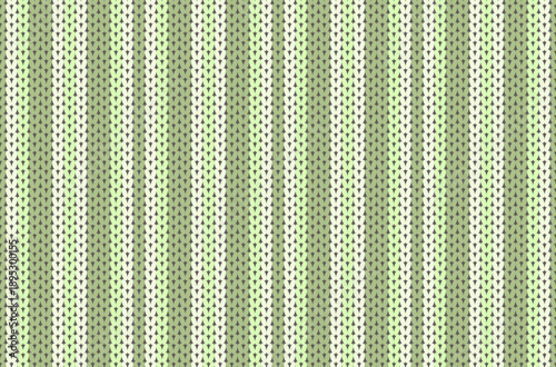 A knitted yarn pattern in shades of green with vertical stripes, vector illustration, eps file.