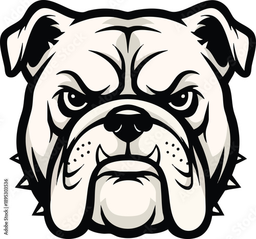 Aggressive Bulldog Face Graphic Illustration.
