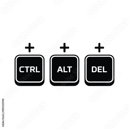 Ctrl alt and delete keys displayed on a white background