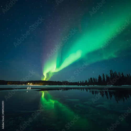 aurora over the lake