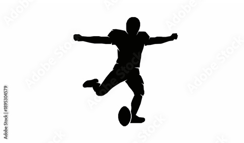 Football player silhouette vector in powerful kicking pose for soccer team and sports branding