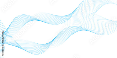 Abstract blue smooth wave on a white background. Dynamic sound wave