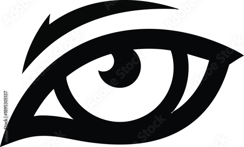 Black and White Eye Illustration Closeup.