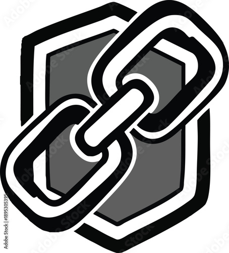 Black and White Chain Link Illustration.