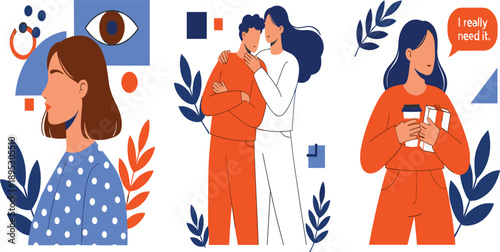 Emotional Support and Mental Health Awareness Illustration Showing Empathy, Care, Communication, and Asking for Help Concepts with People and Psychological Wellbeing Themes