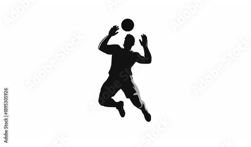 Soccer player silhouette vector jumping header pose for football action and team design projects