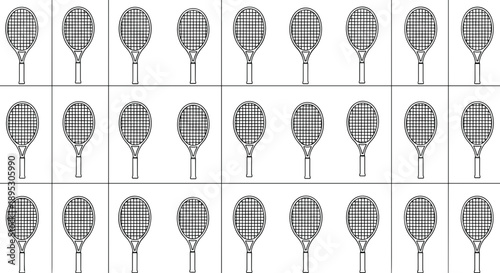 Grid pattern of multiple tennis racket icons