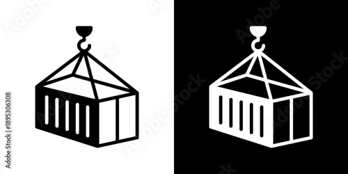 Container Icon Of Mixed Black And White Style