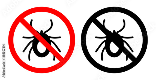 Mite in the prohibition signs collection Silhouette flat icon design element.