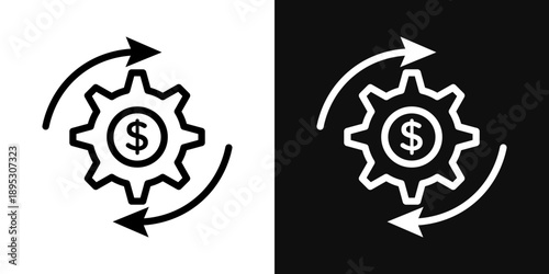 Money processes icons - editable stroke vector illustration