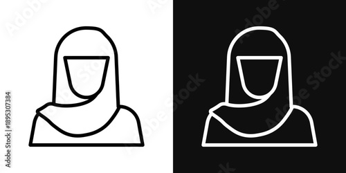 Muslim women icons - editable stroke vector illustration