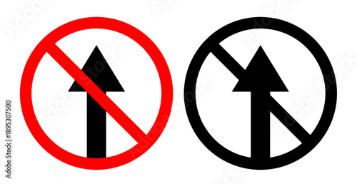 No entry signs collection Silhouette flat icon design element.