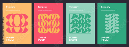 Post modern illustrations with modular geometric shapes and set of abstract posters symbols, Aesthetics style mosaic and ornament for concept designs.