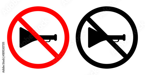 No horn signs collection Silhouette flat icon design element.